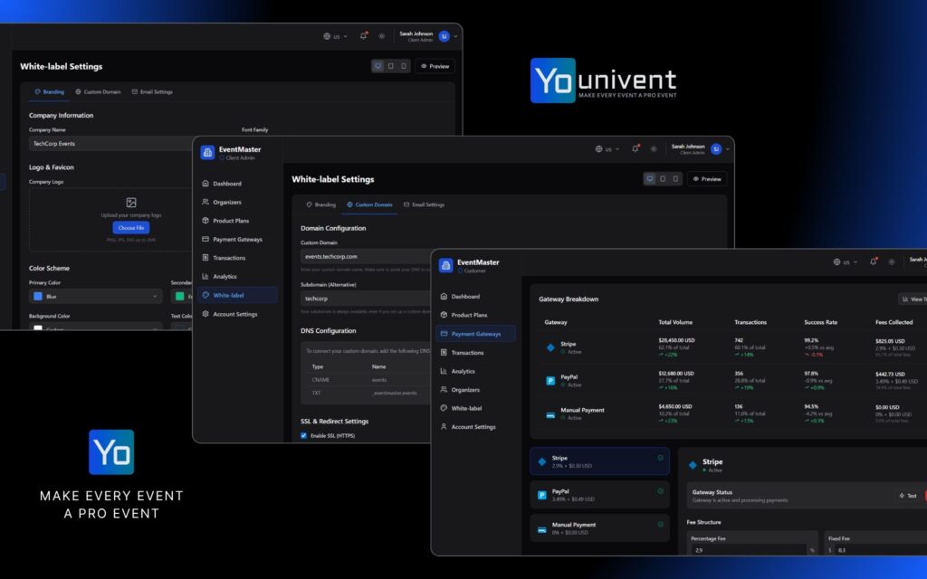 Younivent event management white-label payment gateway